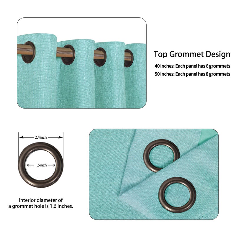 LORDTEX Linen Look Textured Blackout Curtains with Thermal Insulated Liner - Heavy Thick Grommet Window Drapes for Bedroom, 40 x 84 Inches, Seafoam, Set of 2 Panels - Image 3